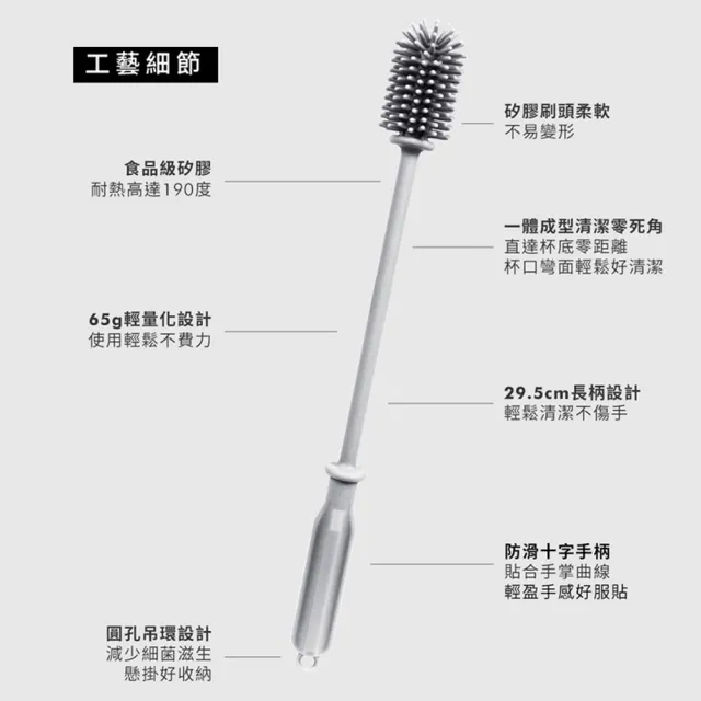【WOKY 沃廚】一體成型零死角矽膠杯刷