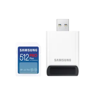 【SAMSUNG 三星】2024 PRO Plus SD 512GB記憶卡 含讀卡機 公司貨(單眼 數位相機 攝影機 筆電)