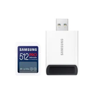 【SAMSUNG 三星】2024 PRO Ultimate SD 512GB記憶卡 含讀卡機 公司貨(單眼 數位相機 攝影機 筆電)