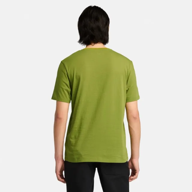 【Timberland】男款綠色Logo短袖T恤(A6DKUEFO)
