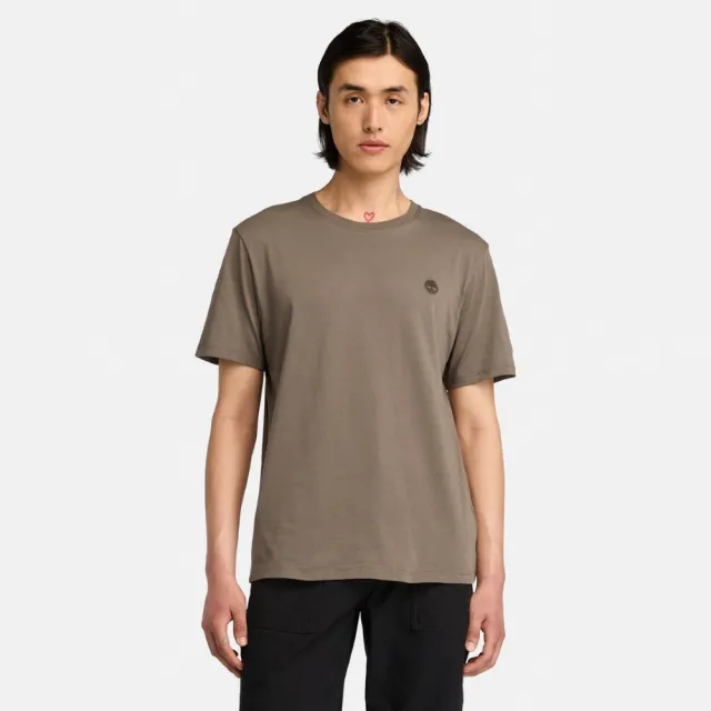 【Timberland】男款咖啡色Logo短袖T恤(A6DKUBK0)