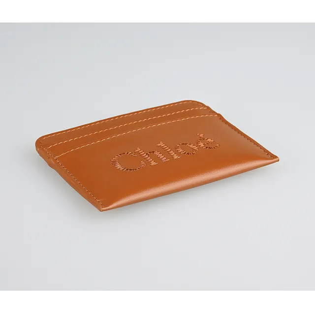 【Chloe’ 蔻依】Chloe’ Sense刺繡LOGO小牛皮結合小羊皮4卡名片卡夾(焦糖棕)