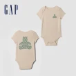 【GAP】嬰兒裝 Logo純棉小熊印花圓領短袖包屁衣-多色可選(402477&427711&434527&505583)