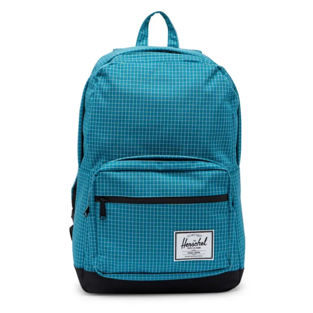 【Herschel】Pop Quiz 大型 藍綠 白線方格 帆布底 防潑水 筆電夾層 大學 書包 學生 男生 女生 背包 後背包