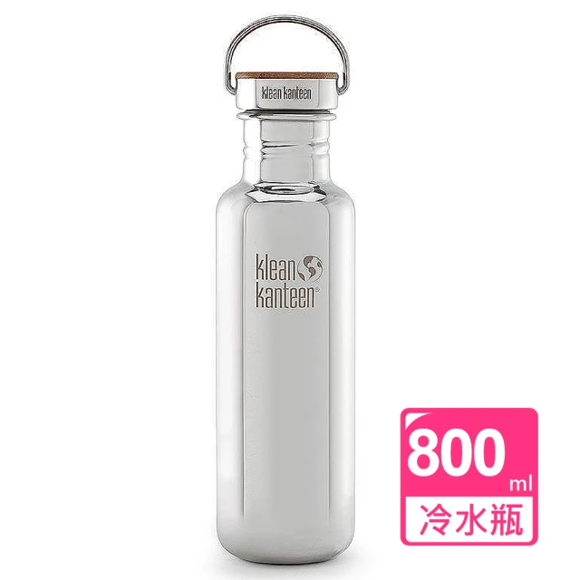 Klean Kanteen 不鏽鋼冷水杯800ml(鏡面鋼 竹片鋼蓋)