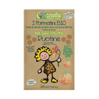 【義大利 ZEROTRE 捲髮夏菈】黃南瓜輪輪麵 250g(兒童車輪造型義大利麵)