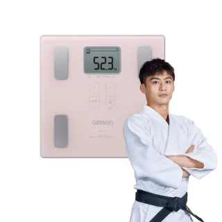【OMRON 歐姆龍】電子體重計/兩點式體脂計 HBF-214 柔道國手 楊勇緯推薦(粉紅色)