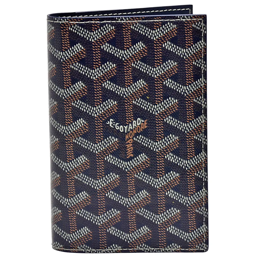 【GOYARD 高雅德】經典防水帆布LOGO小牛皮護照夾(深藍色AMALOUIS-K18-DEEP BLUE)