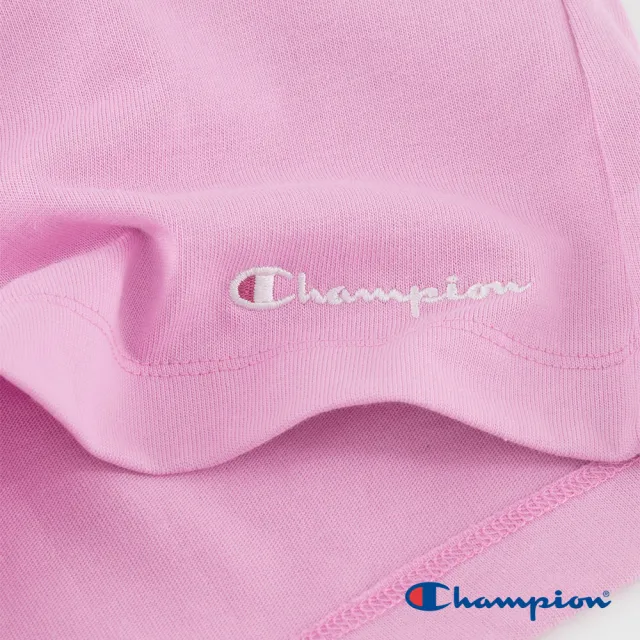 【Champion】官方直營-純棉草寫LOGO刺繡短褲-女(淺粉紅色)