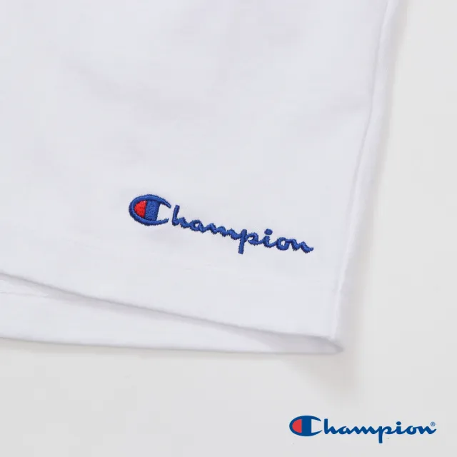 【Champion】官方直營-純棉草寫LOGO刺繡短褲-女(白色)