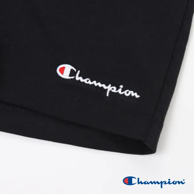 【Champion】官方直營-純棉草寫LOGO刺繡短褲-女(黑色)