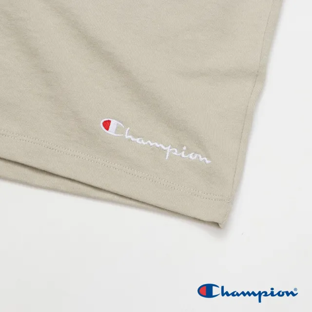 【Champion】官方直營-純棉草寫LOGO刺繡短褲-女(米色)