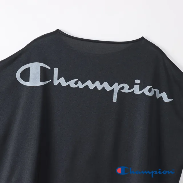 【Champion】官方直營-寬版印花LOGO速乾短袖TEE-女(黑色)