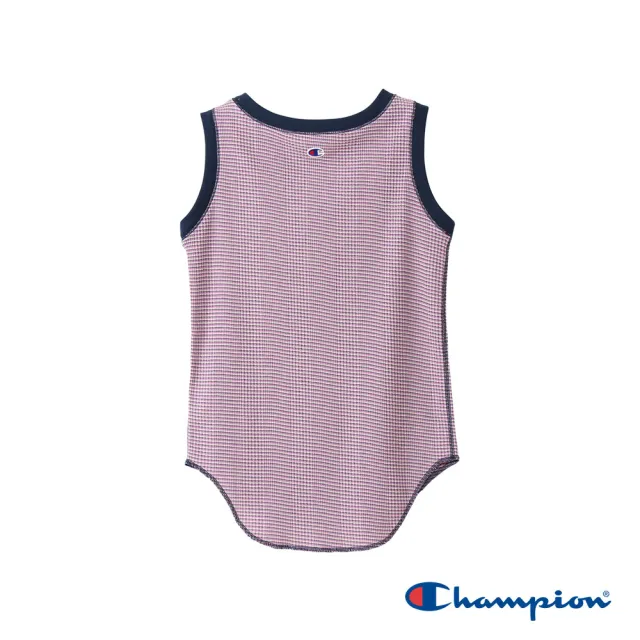 【Champion】官方直營-華夫格條紋羅紋無袖上衣-女(紫色條紋)