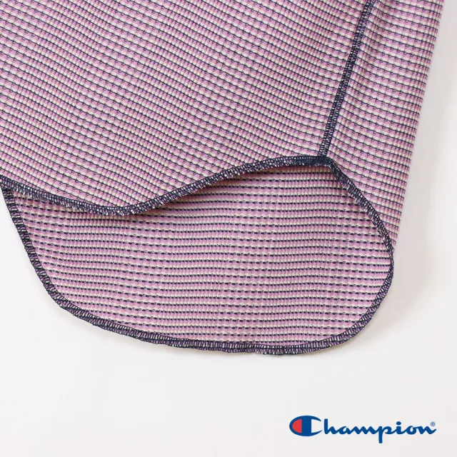 【Champion】官方直營-華夫格條紋羅紋無袖上衣-女(紫色條紋)