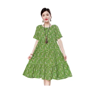 【AMIE 艾米韓系】現貨綠白花棉稠層次睡衣居家服(共1色)