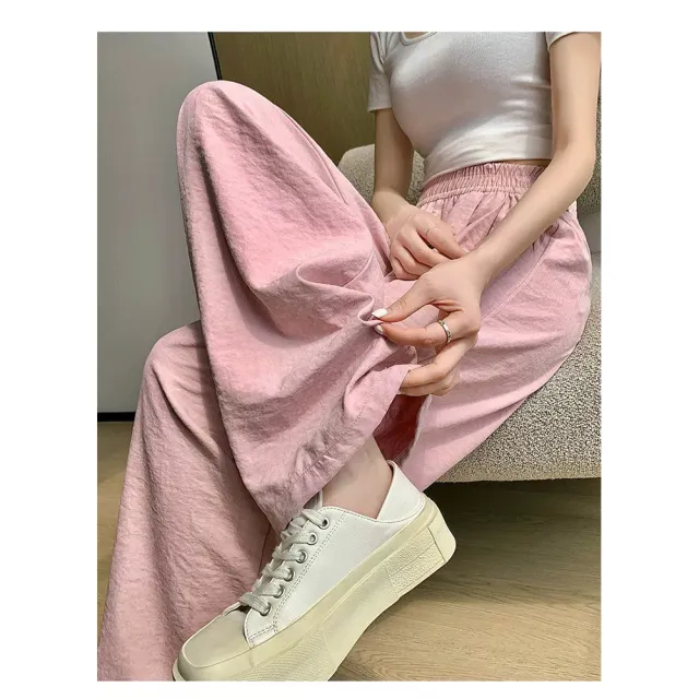 【buyer 白鵝】冰涼棉麻質感寬褲(粉色)