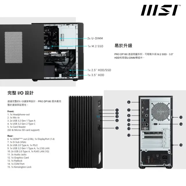 【MSI 微星】+16G記憶體組★i5 GT710獨顯電腦(PRO DP180 13-065TW/i5-13400F/8G/512G SSD/GT710/W11)