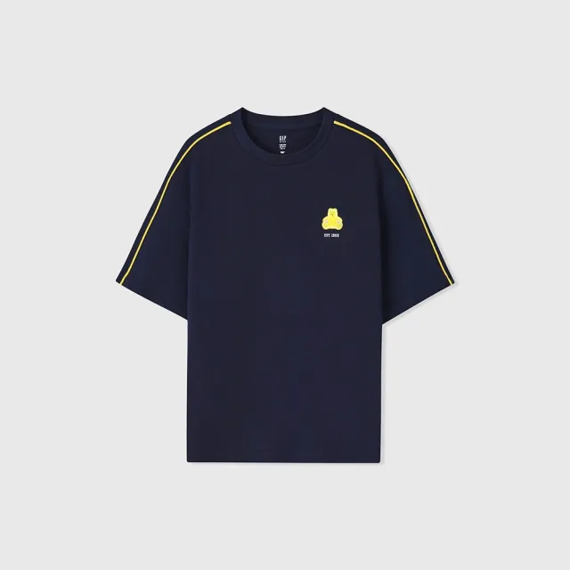 【GAP】男童裝 Logo小熊印花圓領短袖T恤-海軍藍(466201)