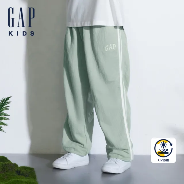 【GAP】男童裝 Logo防曬印花束口鬆緊運動褲-淺綠色(890517)