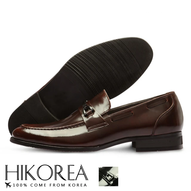 HIKOREA 韓國空運。紳士款鞋身穿帶造型一字帶魚骨釦尖頭皮鞋/版型正常(73-358共2色/現貨+預購)