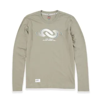 【5th STREET】男裝反轉LOGO漸層薄長T-綠色