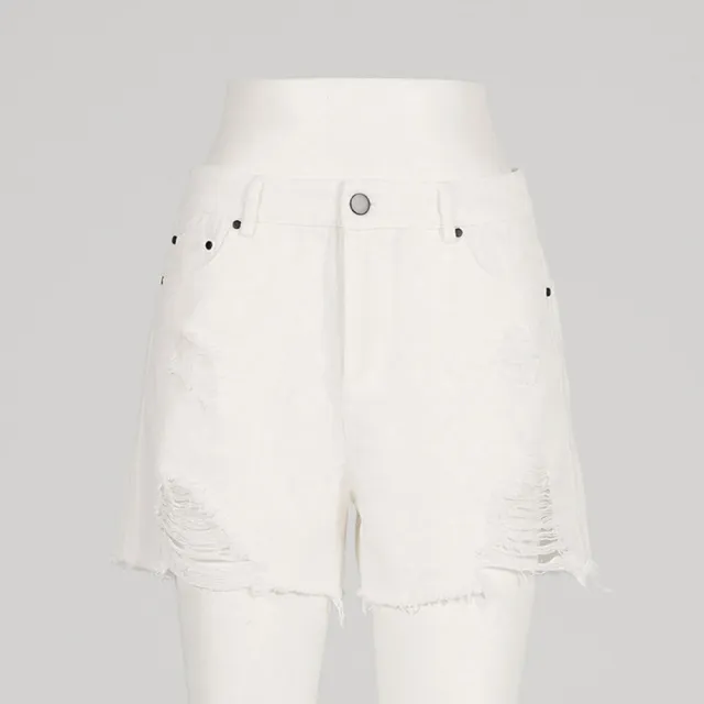 【MOMA】刷破設計牛仔短褲(白色)