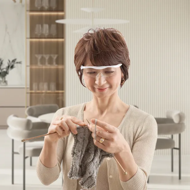 【Hazuki】日本Hazuki葉月透明眼鏡式放大鏡1.6倍大鏡片(珍珠白)