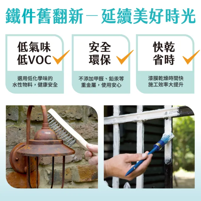 【得利官方旗艦店】亮光 鐵件專用水性調合漆組合 電腦調色（2公升裝組）｜客製化調色漆(金屬漆 防鏽漆)