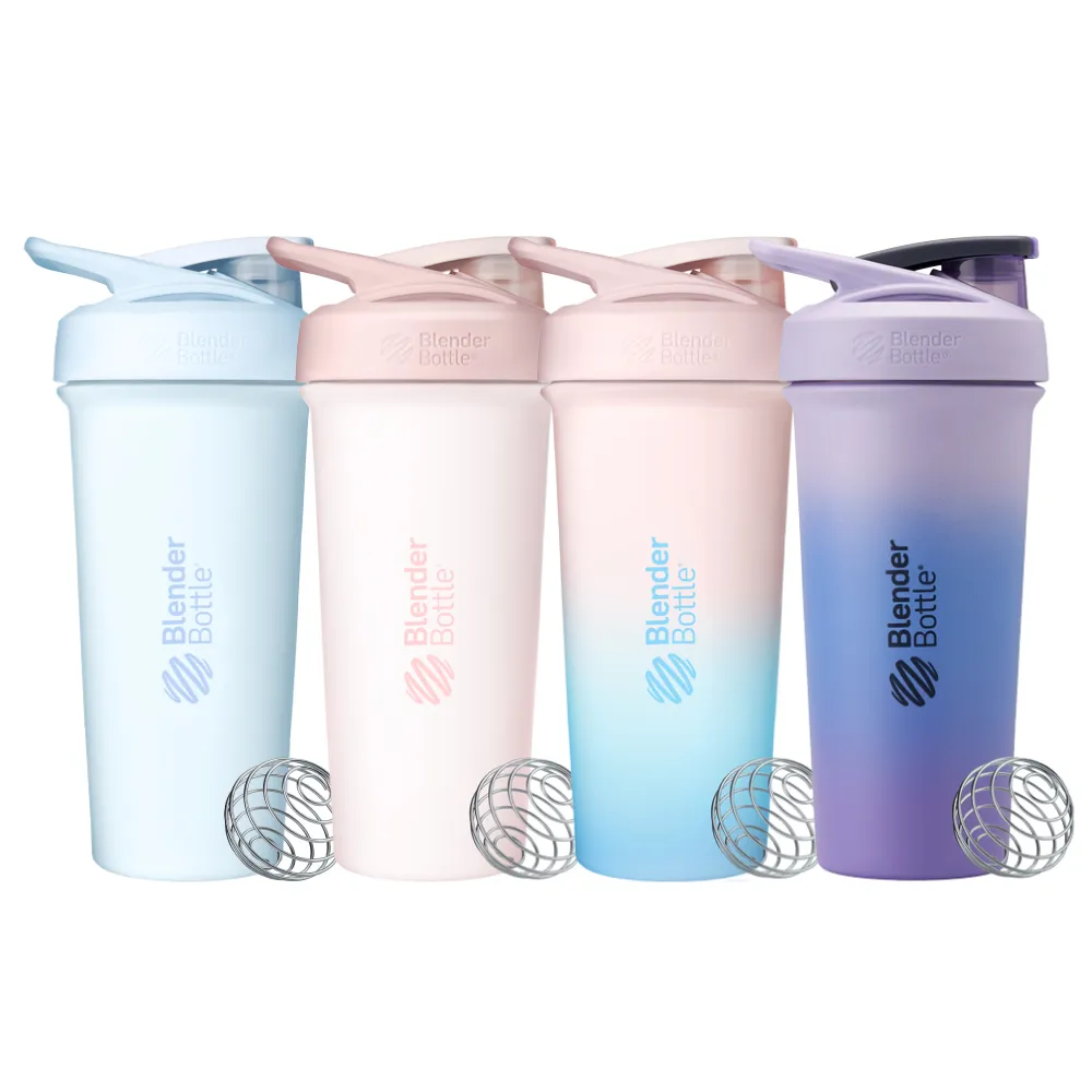 【Blender Bottle】Sleek不鏽鋼｜按壓式防漏搖搖杯25oz/740ml(BlenderBottle/Strada/運動水壺/冰霸杯)