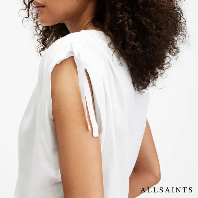 【ALLSAINTS】CASSIE 純棉舒適綁帶短袖T恤-白 W157JA(舒適版型)