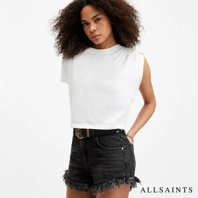 【ALLSAINTS】CASSIE 純棉舒適綁帶短袖T恤-白 W157JA(舒適版型)