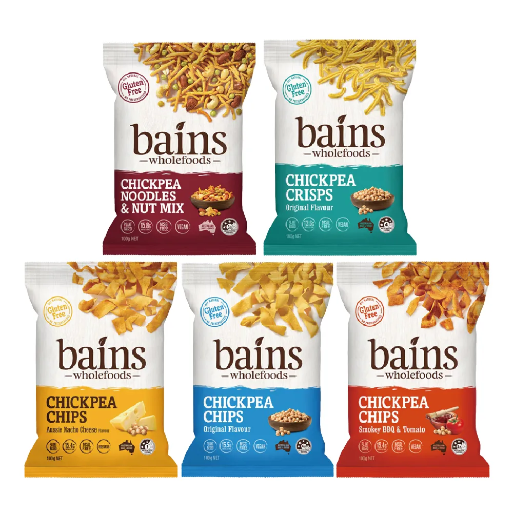 【澳洲 BAINS WHOLEFOOD】鷹嘴豆零食脆片100g 任選4入(非油炸、無麩質、無人工色素)