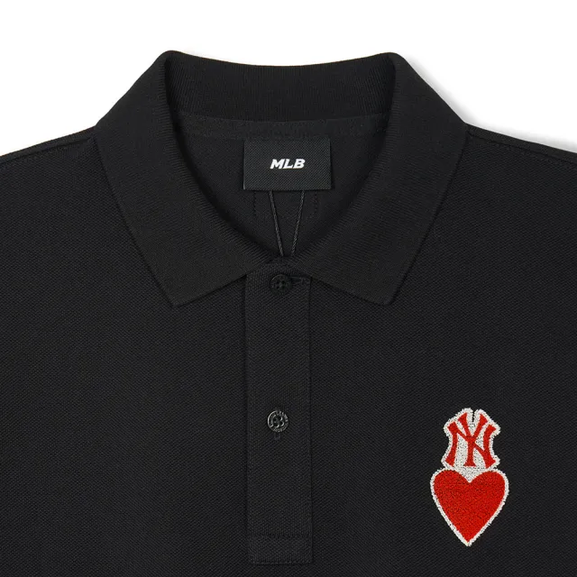【MLB】抗UV防曬短袖Polo衫 Heart系列 紐約洋基隊(3APQH0143-50BKS)
