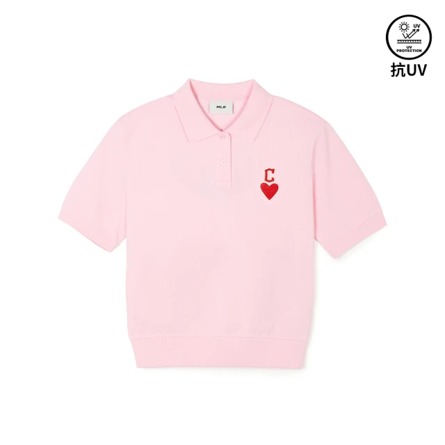 【MLB】女版抗UV防曬短袖Polo衫 Heart系列 克里夫蘭守護者隊(3FPQH0243-45PKL)