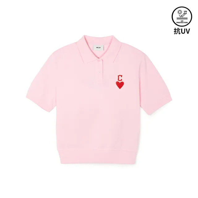 【MLB】女版抗UV防曬短袖Polo衫 Heart系列 克里夫蘭守護者隊(3FPQH0243-45PKL)