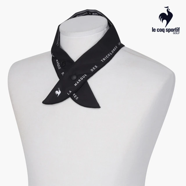 【LE COQ SPORTIF 公雞】高爾夫系列 男款黑色雙面涼感時尚領巾 QGT0R741