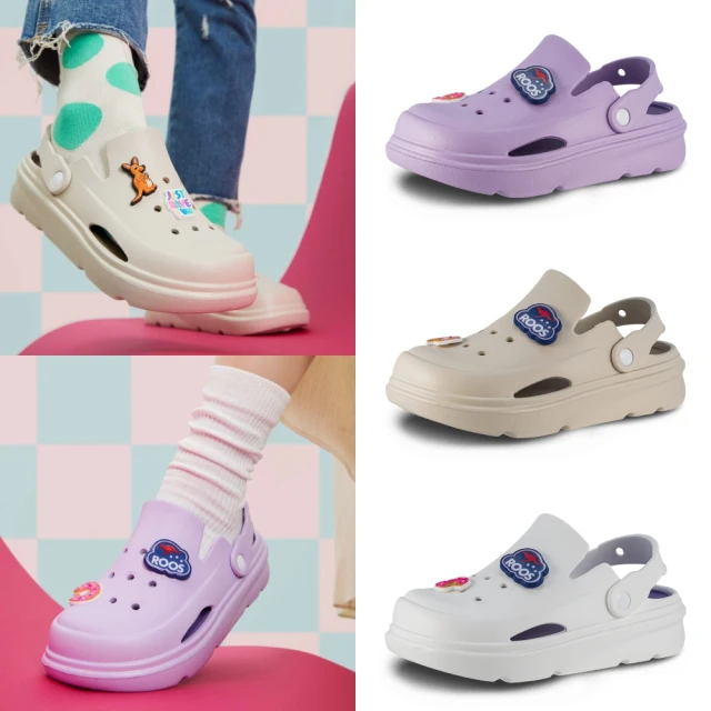 【KangaROOS】女鞋 ROO CLOG   厚底洞洞鞋 厚底增高 防水 散熱(三款任選)