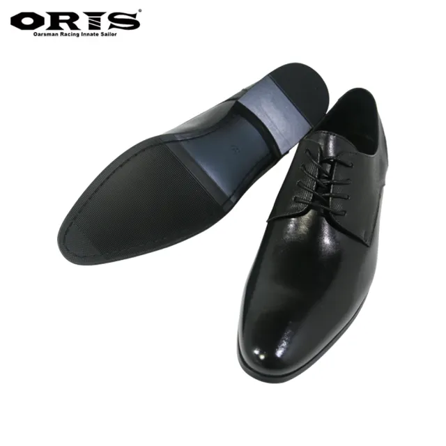 【oris  帆船鞋】斜紋仿木跟皮鞋-黑-S4238N01(真皮/皮鞋/防滑/耐磨/休閒)