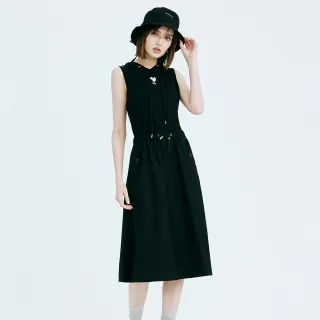 【MOMA】連帽背心休閒洋裝(黑色)