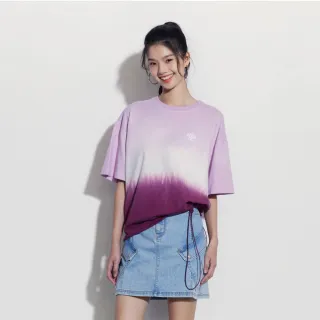 【GAP】女裝 Logo純棉紮染圓領短袖T恤-淡紫色(465983)