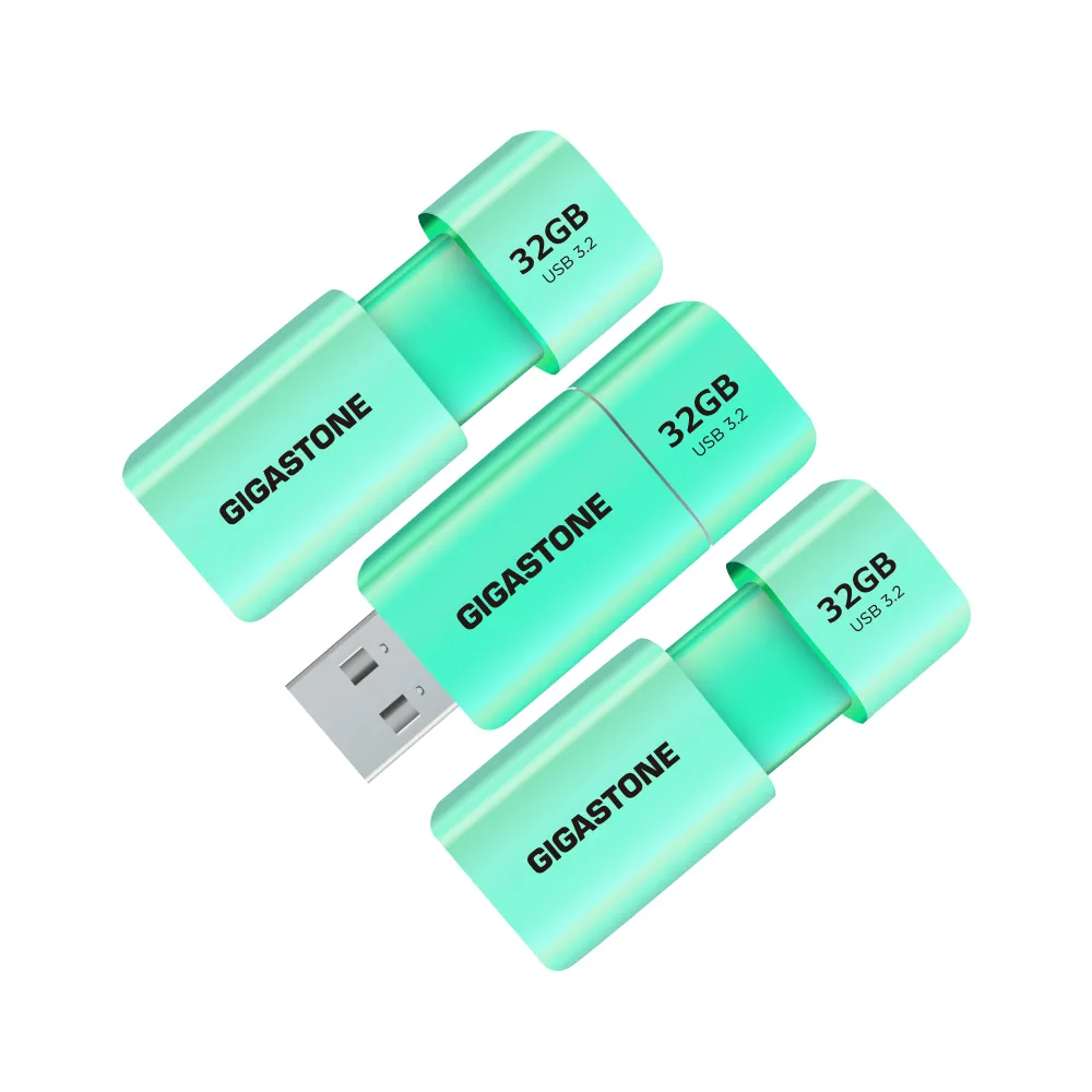 【GIGASTONE 立達】32GB USB3.1/3.2 Gen1 極簡滑蓋隨身碟 UD-3202 綠-超值3入組(32G USB3.2 高速隨身碟)