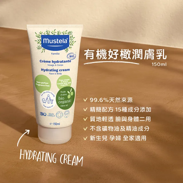 【Mustela 慕之恬廊】有機沐浴潤膚組(雙潔露400ml+潤膚乳150mlX2 無香 寶寶/成人 歐盟ECOCERT+法國BIO認證)