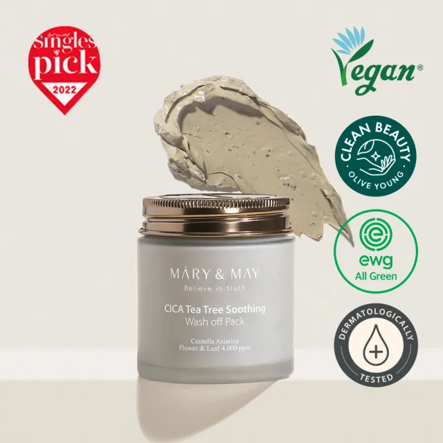【MARY&MAY】積雪草茶樹潔淨泥膜 125g(一敷有感 積雪草舒緩潔淨)