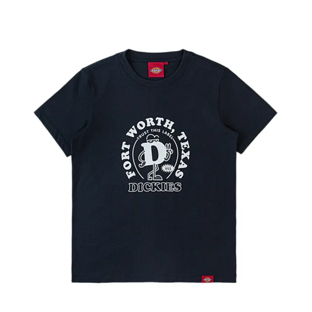 【Dickies】女款深海軍藍純棉胸前趣味品牌字母D印花設計短袖T恤｜DK0A87MOCG7