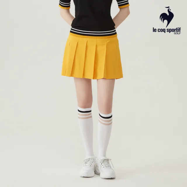 【LE COQ SPORTIF 公雞】高爾夫系列 女款白色韓系舒適彈性微透膚及膝襪 QLT0R841