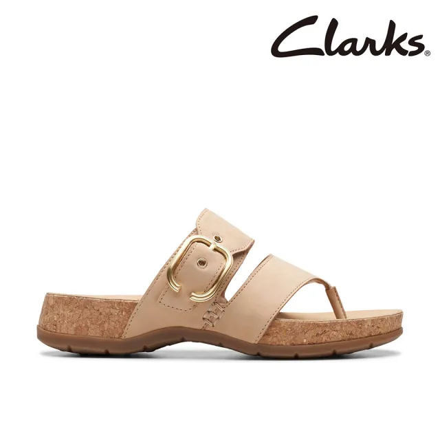 【Clarks】女鞋 Reileigh Park 金屬大方釦夾腳拖鞋 涼鞋(CLF77425S)