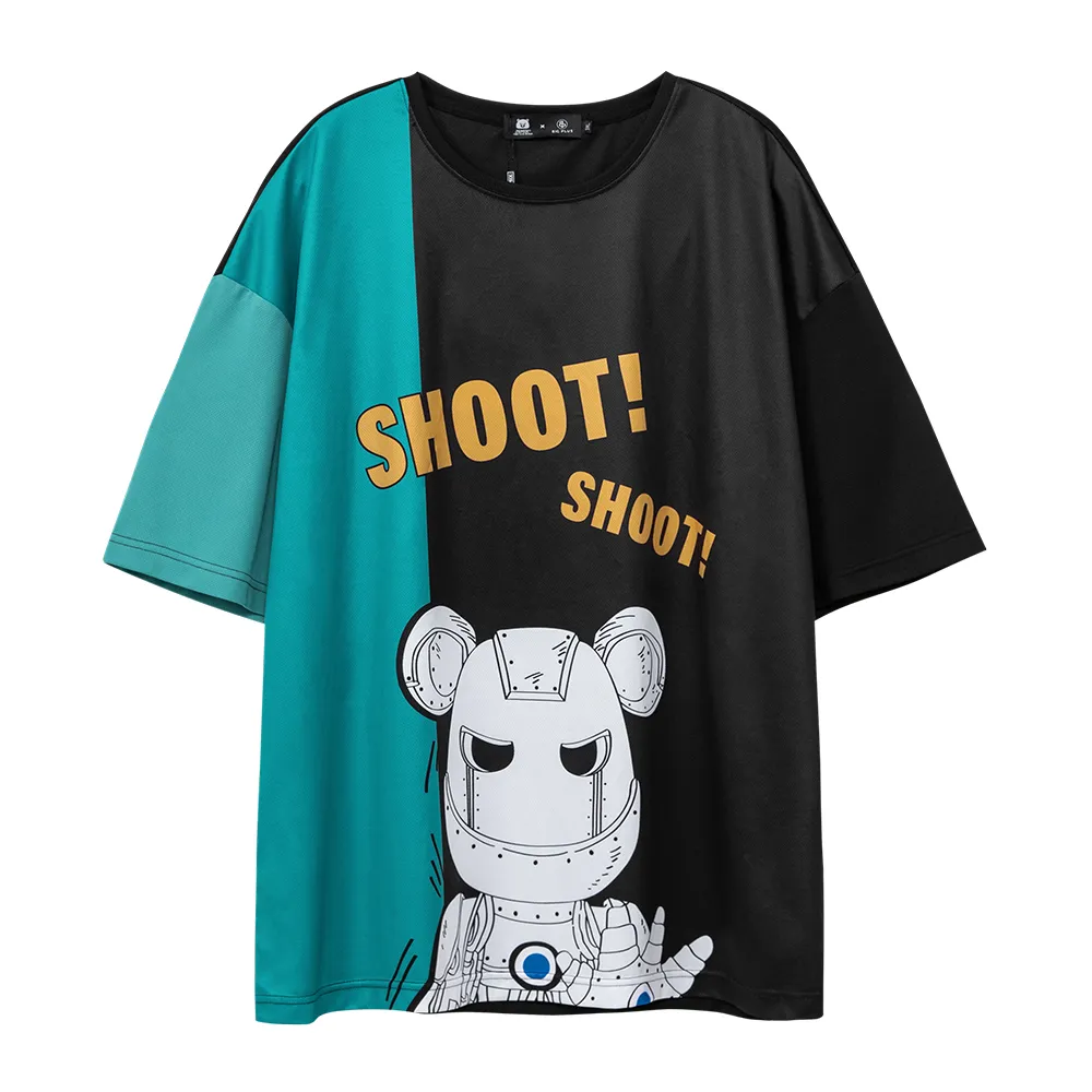 【JSMIX 大尺碼】大尺碼撞色鋼鐵熊短袖T恤(22JT4705)