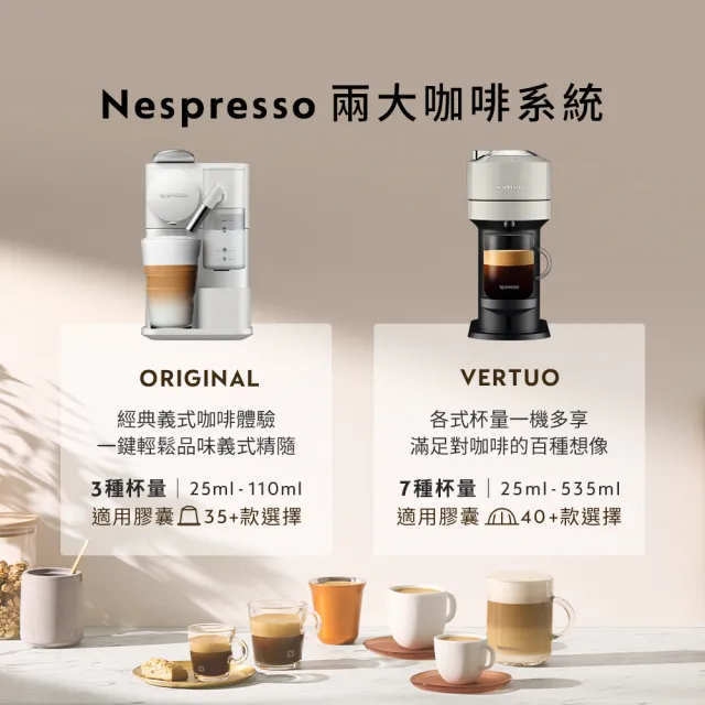 【Nespresso】臻選厚萃Vertuo NEXT輕奢款膠囊咖啡機(馥郁晨曦50顆組)