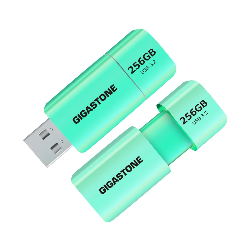 【GIGASTONE 立達】256GB USB3.1/3.2 Gen1 極簡滑蓋隨身碟 UD-3202 綠-超值2入組(256G USB3.2 高速隨身碟)